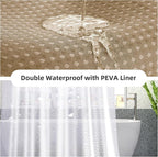 LaCyan 3 in 1 Waterproof Waffle Weave Shower Curtain and Clear Liner Set with 6 Stainless Steel Hooks Double Sided for Bathroom 72 Inches Heavy Duty Polyester Fabric Shower Curtains 36x72