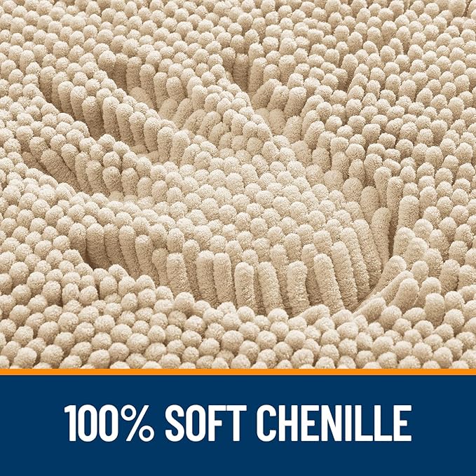 OLANLY Bathroom Rugs 40x24, Extra Soft Absorbent Chenille Bath Rugs, Rubber Backing Quick Dry, Machine Washable Bath Mats for Bathroom Floor, Tub and Shower, Home Decor Accessories, Beige
