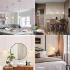 Mini Pendant Light with White Tulip Glass Lmapshade, Brass Vintage Pendant Light Adjustable Hanging Light for Kitchen Island Dining Room Hallway