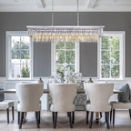 Wellmet Chrome Chandelier 57 inch, 13-Light Modern Rectangular Crystal Chandelier Ceiling Hanging, Linear Chandeliers Light Fixture for Living Room, Dining Room, Bedroom, Kitchen Island
