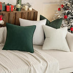 MIULEE 20x20 Inch Christmas Decorative Pillow Covers for Couch Bed Set of 2 Textured Boucle Neutral Winter Throw Pillows Dark Green Accent Solid Cushion Pillowcases Sofa Livingroom Home Decor