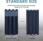 Navy Blue Stall No Hook Shower Curtain with Snap in Liner,230GSM Waffle Weave Shower Curtains for Bathroom,54W x 80H