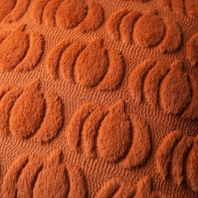 GEEORY Fall Pumpkin Throw Pillow Covers 20x20 Inch Set of 2, Autumn Soft Plush Faux Fur Wool Decorative Farmhouse Holiday Cushion Case for Home Decoration (Rust) GC001-20