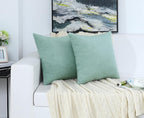 Jeneoo Decorative Seafoam Green Throw Pillow Covers Rustic Farmhouse Super Soft Square Chenille Comfy Solid Cushion Couch Cases for Sofa Bedroom Chair (Set of 2, 20 x 20 Inches)