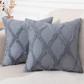 decorUhome Throw Pillow Covers 22x22 Inch Set of 2, Soft Plush Faux Fur Wool Blue Grey Couch Pillow Covers, Decorative Neutral Pillow Cases for Bed Sofa Living Room Home Decor