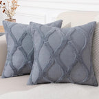decorUhome Throw Pillow Covers 20x20 Inch Set of 2, Soft Plush Faux Fur Wool Blue Grey Couch Pillow Covers, Decorative Neutral Pillow Cases for Bed Sofa Living Room Home Decor