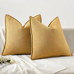 MIULEE Pack of 2 Gold Decorative Pillow Covers 20x20 Inch Soft Chenille Luxurious Couch Throw Pillows Farmhouse Cushion Covers with Elegant Design for Sofa Bedroom Living Room Home Decor