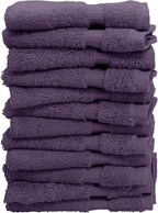 Luxury Hotel & Spa Collection Highly Absorbent, 100% Turkish Cotton 700 GSM, Eco Friendly Towel, for Bathroom, Gym and Kitchen Dobby Border Soft Towel Set (Plum, Wash Cloths - Set of 12)