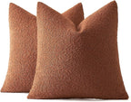 MIULEE 20x20 Inch Decorative Pillow Covers for Couch Bed Set of 2 Textured Boucle Neutral Winter Throw Pillows Rust Accent Solid Cushion Pillowcases Sofa Livingroom Home Decor