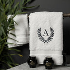 Decorative and Monogrammed Hand Towels for Bathroom Kitchen Makeup | Personalized Gift for Wedding-Bridal | Roman Font Custom Luxury Turkish Towel | Spa Collection, Oversized, 16 X 30 Inch, Set of 2