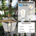 Milaii Copper Brass Outdoor Pendant Light, 16.5" H Large Lantern Hanging Light Fixtures Waterproof Porch Light Outdoor Chandelier for Patio Entryway