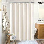 92 Inch Shower Curtain Linen Neutral Extra Long Bath Curtain for Bathroom Earth Tone Boho Shabby Chic Country Rustic Cloth Drapes Bathroom Decor, Cream Colored Ivory, 72x92