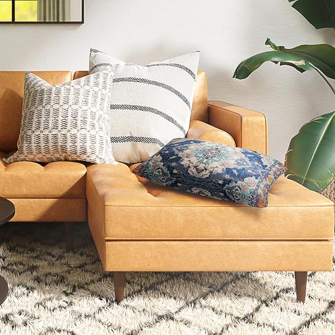 Snycler Boho Throw Pillow Covers 12x20 inch Set of 2 Boho Rug Carpet Double Sided Pattern Cotton Soft Pillow Case Cushion Cover Pillowcase for Couch Sofa Bed Decorative (Blue)