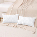 OTOSTAR Set of 2 Xmas Soft Plush Short Wool Velvet Decorative Throw Pillow Covers Rectangular Luxury Style Cushion Case Pillow Shell for Sofa Bedroom Tree and Snowflake White, 16x24 Inch