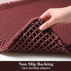RESARE Waffle Bath Mat for Bathroom, Super Absorbent Bathroom Rugs Non Slip Machine Washable, Ultra Soft Quick Dry Boho Bath Rugs with Tassels for Floor, Upgraded Bordered Design, 24"x36" Dark Red