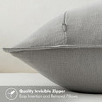 MIULEE Decorative Linen Euro Sham Pillow Covers 24x24 Light Gray Boho Farmhouse Neutral Couch Throw Pillows for Bed Pack of 2 Accent Modern Pillowcase Sofa Livingroom Home Decor