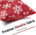 2 Pack Christmas Pillow Covers 18x18, Chenille Double-Sided Snowflake & Christmas Tree Decorative Throw Pillow Cases, Soft Farmhouse Holiday Cushion Covers for Sofa Couch Bed(Red,18x18)
