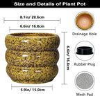 SQOWL Ceramic Planter - 8 Inch Indoor Plant Pot with Drainage Hole, Round Planter for Outdoor Plants, Ceramic Flower Pots, Bubble Planters, Home Room Porch Decor, Plant Lover Gifts, Yellow