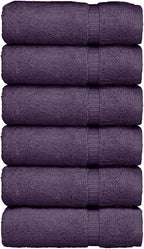 Luxury Hotel & Spa Collection, Quick Dry 100% Turkish Cotton 700 GSM, Eco Friendly Towel, for Bathroom, Gymand Kitchen Dobby Border Soft Hand Towel Set 16 X 30, Plum, Hand Towels - Set of 6