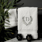 Decorative and Monogrammed Hand Towels for Bathroom Kitchen Makeup | Personalized Gift for Wedding-Bridal | Roman Font Custom Luxury Turkish Towel | Spa Collection, Oversized, 16 X 30 Inch, Set of 2