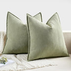 MIULEE Pack of 2 Sage Green Decorative Pillow Covers 18x18 Inch Soft Chenille Luxurious Couch Throw Pillows Farmhouse Cushion Covers with Elegant Design for Sofa Bedroom Living Room Home Decor