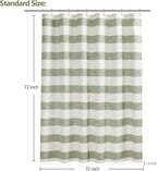 Boho Farmhouse Heavyweight Shower Curtain with Tassels, 350GSM Cotton Linen Woven Fabric Shower Curtain Striped, Sage Green Natural Country Bathroom Curtain Water Repellent