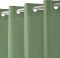 No Hook Shower Curtain, Green Modern Chevron Striped Luxury Hotel Style, Washable Waterproof Fabric for Bathroom, 15 Seconds Quick Install, 72W x 80L Inches