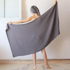 Ultra Soft Muslin Towel Adult Set, 100% Turkish Cotton 4-Layer 2 Pieces Luxury Muslin Hand & Bath Towels Sets for Bathroom (Dark Gray, 1 Bath & 1 Hand Towel Set)