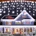 82ft 792 LED 176 Drops Christmas Lights, Outdoor Hanging lights with 8 Modes and Timer Memory, Plug In Outside Waterproof Curtain String Lights for House Fence Tree Holiday Decorations (Cool White)