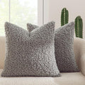 MIULEE Pack of 2 Throw Pillow Covers 18x18 Inch Neutral Gray Faux Fur Decorative Sherpa Pillow Covers Fuzzy Accent Soft Sheepskin Fleece Cushion Cases for Boho Home Decor Couch Living Room Bed