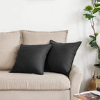 Jeanerlor Set of 2 Decorative 26"x26" Cotton Linen Chair Throw Pillow Case Green for Sofa Durable Classy, Comfortable Cushion Cover for Coffee Shop/Bar (65 x 65cm) Black