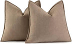 MIULEE Pack of 2 Coco Brown Decorative Pillow Covers 22x22 Inch Soft Chenille Luxurious Couch Throw Pillows Farmhouse Cushion Covers Euro Shams with Elegant Design for Sofa Bed Living Room Home Decor