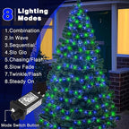 66FT 200 LED Christmas Lights Outdoor, Plug in Christmas String Lights Indoor, Waterproof & 8 Modes & Timer Function, Connectable Fairy Twinkle Light for Bedroom Patio Garden Xmas Decor, Blue Green
