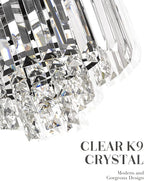 4-Tier Crystal Chandelier, Modern Black Chandelier, 3-Light Pendant Light for Dinning Room Kitchen Island Bedroom Entryway, CC4215-3W-BK