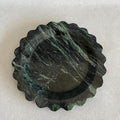 Travertine Marble Scalloped Tray Round Wave Tray Small Serving Platter for Counter, Bathroom, Kitchen, Nightstand, Jewelry Ring Dish Holder (White Dark Green)