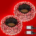 2 Pack Christmas Lights Outdoor, Total 200FT 600LED Christmas String Lights with 8 Modes Waterproof, Green Wire Twinkle Tree Lights for Indoor Room Patio Yard Xmas Party Decorations, Red