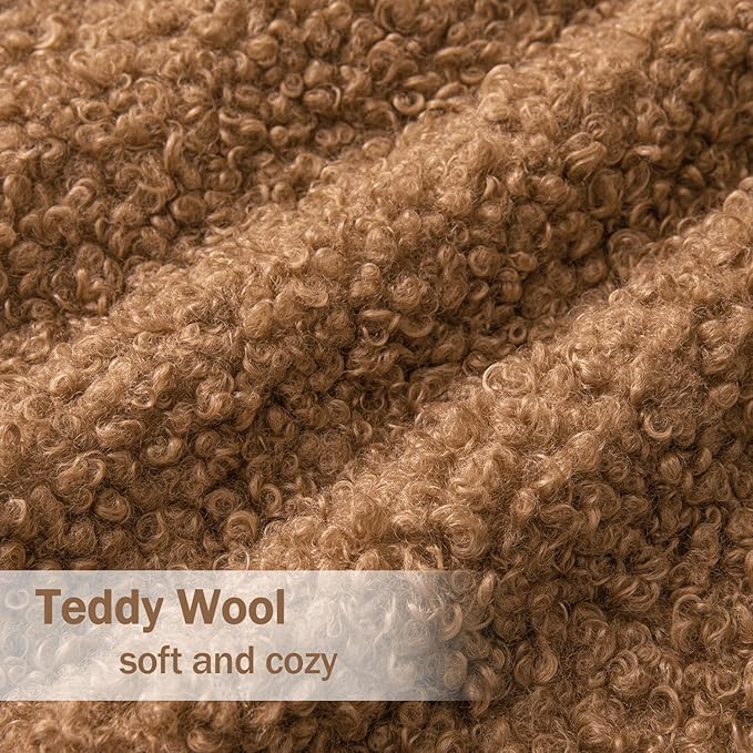 MIULEE Pack of 2 Throw Pillow Covers 18x18 Inch Brown Faux Fur Decorative Sherpa Pillow Covers Fuzzy Accent Soft Sheepskin Fleece Cushion Cases for Boho Home Decor Couch Living Room Bed