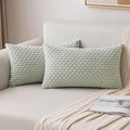 MIULEE Pack of 2 Decorative Lumbar Throw Pillow Covers 12x20 Inch Soft Boho Striped Textured Corduroy Pillow Covers Modern Farmhouse Home Decor for Couch Bed Sofa Living Room Light Green