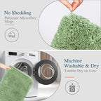 Walensee Contour Rug (20x24, Sage Green) Non Slip Bath Mat, Soft Microfiber Shaggy Mat, Machine Washable U Shape Toilet Rug