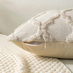 Set of 2 Soft Moroccan Throw Pillow Covers 12x20 Inch Plush Boho Decorative Pillow Cover Accent Cushion Case for Couch Sofa Bed, Beige