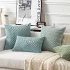 Kevin Textile Throw Pillow Covers Soft Corduroy Decorative Set of 2 Boho Striped Pillow Covers Pillowcases Farmhouse Home Decor for Couch Bed Sofa Living Room 18x18 Inch Dusty Green