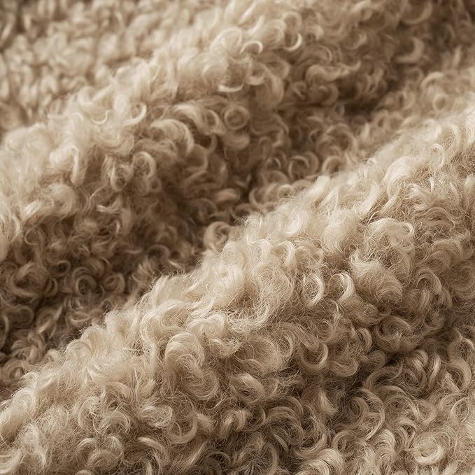 MIULEE Pack of 2 Throw Pillow Covers 24x24 Inch Neutral Oatmeal Faux Fur Decorative Sherpa Pillow Covers Fuzzy Accent Soft Sheepskin Fleece Cushion Cases for Boho Home Decor Couch Living Room Bed