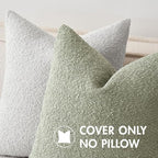 MIULEE 20x20 Inch Decorative Pillow Covers for Couch Bed Set of 2 Textured Boucle Neutral Winter Throw Pillows Sage Green Accent Solid Cushion Pillowcases Sofa Livingroom Home Decor