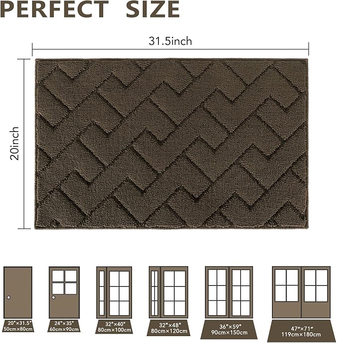 hicorfe Front Door Mat Outside Entrance,20"x31.5" Absorbent Muddy Dirt Resist Welcome Door Mats Outdoor Indoor,Stain and Fade Resistant,Non Slip Backing Entry Mat Doormat for Entryway(Latte)