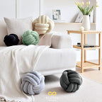 Sioloc Soft Knot Ball Pillows,Round Throw Pillow Cushion Home Decoration Plush Pillow,Throw Knotted Pillow Handmade Round Plush Pillow（10.6inches,Dark Grey）