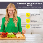 Bamboo Cutting Board – 15 Inch Wood Cutting Boards for Kitchen with Glue-Free Surface™ & Juice Groove – Non-Toxic, FSC-Certified, Durable Wooden Chopping Board - Rectangle