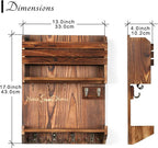 Key Holder, Wall Mounted Mail Organizer, Keys Holder on Wall with 9 Key Hooks, Umber