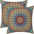 KSLIDS Boho Mandala Floral Soft Velvet Throw Pillow Covers Set of 2 Navy Blue Orange Flower Decorative Pillow Covers 18x18 Inch Abstract Retro Pillow Case for Sofa Couch Outdoor Modern Home Decor