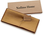 Solino Home Linen Caramel Table Runner 144 Inches Long - 100% Pure Linen Extra Long Table Runner 14 x 144 Inch for Fall, Autumn, Thanksgiving - Fete