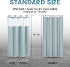 Fog Blue Stall No Hook Shower Curtain with Snap in Liner,230GSM Waffle Weave Shower Curtains for Bathroom,54W x 80H